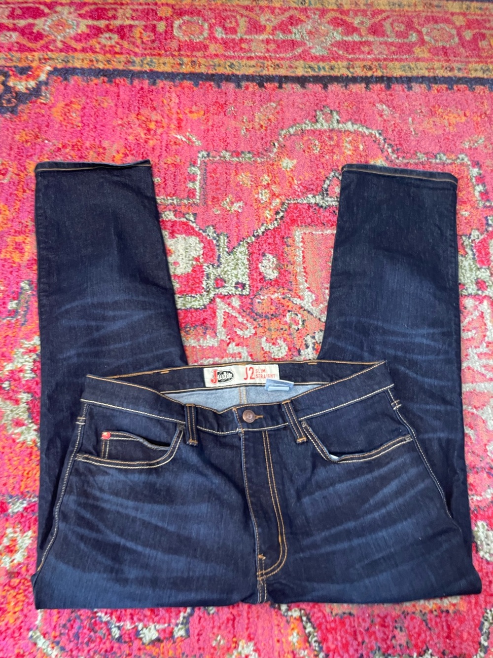 Justin Boots Men’s Dark Indigo J2 Slim Straight Jeans 36 x 30